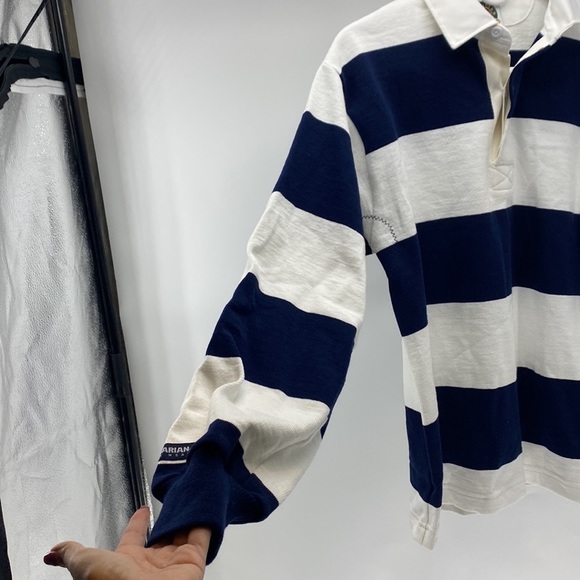 Barbarian Rugby Wear Mens Polo Shirt Long Sleeves White/ Blue Cal Berkeley - Picture 5 of 8